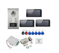 CCZRD Interphone Vidéo 7 Pouces WiFi sans Fil Visiophone Sonnette Système for 2/3 Unités Appartement Gamme D'environnements Domestiques(V70MG-660-1V3-lock)