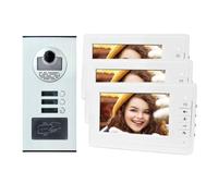 CCZRD Interphone Vidéo Résidentiel 3 Unités for Appartements Sonnette Système De Visiophone avec Déverrouillage par Carte Gamme D'environnements Domestiques