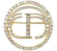 CD broche monogramme strass broche monogramme strass épingle de revers dames broche cristal broche strass ronde broche badge bijoux de luxe cadeau