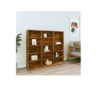 vidaXL Armoire à CD Chêne fumé Étagère Meuble de rangement 100x23x89,5 cm 815483