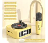 CD player mini jaune + micro, Bluetooth, rétro, stéréo, basses puissantes, FM radio, USB/TF, mains libres