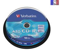 CD-R Blanc Verbatim 80mn 52X 700 Mo - Spindle de 10 Disques Évalués 4,5 Étoiles