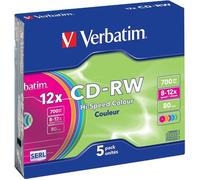 Verbatim CD-RW Colour 12x 700 Mo 5 pièce(s)