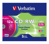 Verbatim CD-RW Colour 12x 700 Mo 5 pièce(s)