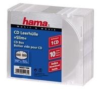 Hama Boîtier CD Slim – Ultra mince pour CD et Blu-ray, avec feuille, lot de 10, transparent