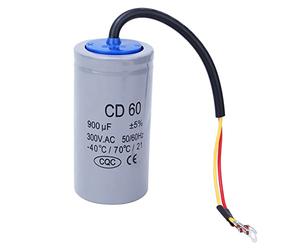 CD60 300V AC 900uf Motor Running Starting Capacitor | Protective - Containment Design for Cooling System/Water Pump/Refrigerator | High Temperature Tolerance - 40°C to 70°C