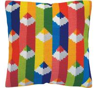 CDA coussin à broder au point de croix paquet "Buntstifte", imprimé, 40x40cm