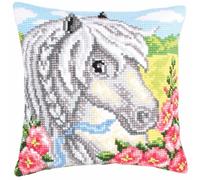 CdA Coussin point de croix "Cheval blanc" 5207, 40x40cm, dessin de broderie pré-dessiné