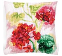 CdA Coussin point de croix "Géranium rouge" 5418, 40x40cm, dessin de broderie pré-dessiné