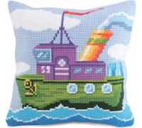 CdA Coussin point de croix "Mächtiger Schlepper - Boot" 5175, 40x40cm, dessin de broderie pré-dessiné