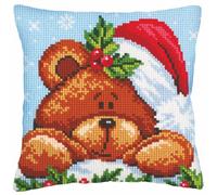 CdA Coussin point de croix "Noël avec un nounours" 5240, 40x40cm, dessin de broderie pré-dessiné