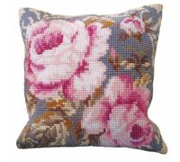 CdA Coussin point de croix "Vieille Rose" 5052, 40x40cm, dessin de broderie pré-dessiné
