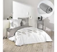 CDAFFAIRES Pack Parure de Couette 260x240 cm Goyave + Drap Housse 160x200x30 Gris