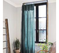 CDaffaires Rideau Ajustable + 8 Anneaux Pince Gaze de Coton 140 x 300 cm Bleu Canard