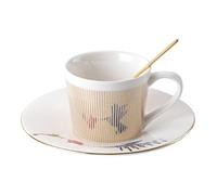 CDAXPWZO Tasse à café et soucoupe miroir en céramique avec soucoupe, réflexion mouvante, tasse à café et soucoupes, ensemble de tasses à thé et soucoupes avec cuillère, pour fête, thé de l'après-midi