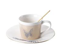 CDAXPWZO Tasse à café et soucoupe miroir en céramique avec soucoupe, réflexion mouvante, tasse à café et soucoupes, ensemble de tasses à thé et soucoupes avec cuillère, pour fête, thé de l'après-midi