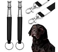 CdbC Lot de 2 sifflets pour chien pour arrêter d'aboyer le chien voisin, sifflet réglable à ultrasons silencieux pour chien, utile pour le rappel de dressage (noir avec cordon)