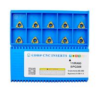 CDBP Plaquette de filetage 11IR A60 60° IR pour pour mécanique générale - revêtement TiN, 10 pièces.