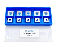 CDBP Plaquettes de coupe carrées droites en carbure de tungstène 12mm (12 x 12 x 2,2mm) - 4 coupes pour Fraise droite avec plaquette, 10 pièces