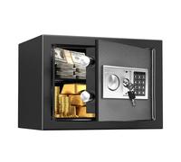 CDC DIGI Coffre-fort et verrouillable de 25 L, boîte de rangement pour argent liquide, avec clavier numérique avec 2 clés, motif d'ancrage mural ou d'armoire pour la maison, le bureau, les bijoux, les