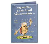 CDCox501 La Coccinelle de Gotlib Carte Bonne fête avec enveloppe illustrée assortie Prénom Saint Sainte ; Format Carte fermée 17x11,5cm ;