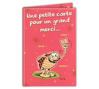 CDCox525 La Coccinelle de Gotlib Carte avec enveloppe MERCI du fond du cœur Super Génial Parfait Couleur Rose Format 17x11,5cm