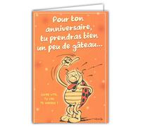 CDCox531 Carte avec Enveloppe Bon Anniversaire ! 1 an de plus Tu prendras un peu de gâteau avec tes bougies Illustration Humoristique Humour - La Coccinelle de Gotlib - Format fermé 17x11,5cm