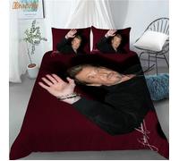 CDD-47 Johnny Hallyday housse de couette personnalisée ensemble de literie tendance housse de couette taie d'o Taille:220X240cm