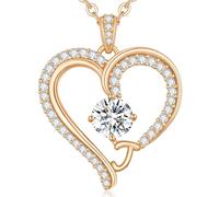 CDE Collier d'Initiales en Cuivre Alphabet Lettre Coeur Pendentif - Bijoux Cadeau pour Noël, Anniversaire, Graduation, Fête des Mères