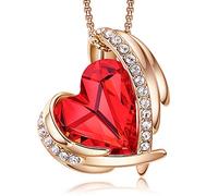 CDE Collier en forme de cœur doré rose pour femme avec élégant emballage cadeau de Noël pour elle, épouse, petite amie, maman, Saint-Valentin, fête, anniversaire de mariage, anniversaire de mariage