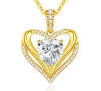 CDE Collier Femme Amour Or Rose Argent 925 Moissanite Pureté VVS1 Couleur D | 1-3 Carat Pendentif Cadeau Femme pour Noël Saint Valentin Anniversaire pour Elle Épouse Amour Maman Copine