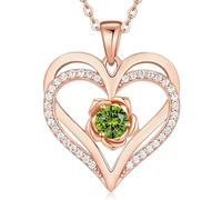 CDE Collier Femme Rose Pierre de Naissance d'Amour Argent 925 Bijoux Femme