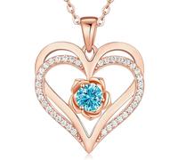 CDE Collier Femme Rose Pierre de Naissance d'Amour Argent 925 Bijoux Femme