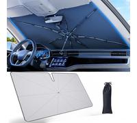 CDEFG Compatible avec Porsche Taycan 2019-2024 2025 Pare-Soleil de Voiture Couverture de Pare Brise Avant Protection Parapluie Soleil Pliable Anti UV Isolation la Chaleur Accessoires