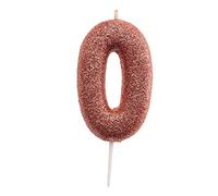 çdekora - Bougie d’Anniversaire Chiffre 0 avec Paillettes Roses - Décoration pour Gâteaux - Bougie pour Enfants et Adultes - Idéale pour Fêtes, Événements et Anniversaires