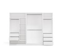 CDF Armoire 260 cm Blanche - Système d'armoire modulaire avec tiroirs, tringles et étagères, Ensemble d'armoire Ouverte pour Chambre ou Dressing, 260 x 50 x 200 cm