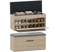 CDF Armoire à Chaussures Parma | Couleur : Chêne Sonoma | Idéal pour l'entrée, Le Couloir, Le Bureau | Rangement pour Chaussures | Assise Confortable (Coussin) | Moderne | Porte battante