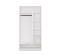 CDF Armoire Blanche 100 cm avec Tringle et étagères - Armoire Ouverte, penderie sans Portes avec Compartiments, système d'armoire modulaire pour Chambre, 100 x 50 x 200 cm