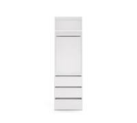 CDF Armoire Blanche 60 cm avec tiroirs et Tringle - Armoire à 3 tiroirs, système d'étagères Ouvertes, Armoire modulaire pour Chambre ou Dressing, 60 x 50 x 200 cm