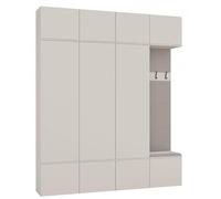 CDF Armoire Couloir avec 3 portes et siège à chaussures - Dressing avec tringle à vêtements - Ensemble de meubles de couloir avec 4 armoires supérieures et inférieures pour le bureau et le salon - 238