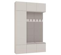 CDF Armoire de couloir avec 1 porte et 2 bancs pour chaussures - Armoire de rangement avec tringle à vêtements - Armoire moderne avec 3 armoires supérieures et inférieures pour bureau, couloir, maison