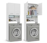 CDF Armoire de Machine à Laver et sèche-Linge Meuble Haut de Salle de Bain Etagère pour Machine Laver Moderne Meuble Superposé pour Salle de Bain Cuisine Buanderie Blanc 30x64x180 cm