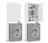 CDF Armoire de Machine à Laver et sèche-Linge Meuble Haut de Salle de Bain Etagère pour Machine Laver Moderne Meuble Superposé pour Salle de Bain Cuisine Buanderie Blanc 30x64x180 cm