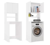 CDF Armoire de Machine à Laver et sèche-Linge Meuble Haut de Salle de Bain Etagère pour Machine Laver Moderne Meuble Superposé pour Salle de Bain Cuisine Buanderie Blanc 64x64x180 cm