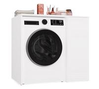 CDF Armoire de Machine à Laver et sèche-Linge Meuble Haut de Salle de Bain Etagère pour Machine Laver + Porte Supplémentaire Moderne Meuble pour Salle de Bain Cuisine Buanderie Blanc 64x95x89 cm