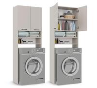 CDF Armoire de Machine à Laver et sèche-Linge Meuble Haut de Salle de Bain Etagère pour Machine Laver Moderne Meuble Superposé pour Salle de Bain Cuisine Buanderie Cachemire 30x64x180 cm