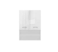 CDF Armoire de machine à laver Pola Mini DK - Couleur : blanc brillant - Armoire moderne au-dessus de la machine à laver - Étagères spacieuses - Montage facile - Côtés lisses sans embouts