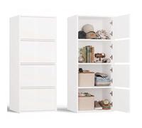 CDF Armoire de Rangement 50 cm - 4 Portes 4 Étagères Push-to-Open Blanc | Ouverture Sans Poignée, Pour Salon, Bureau, Entrée, Chambre, Couloir, Usage Domestique, Format Vertical