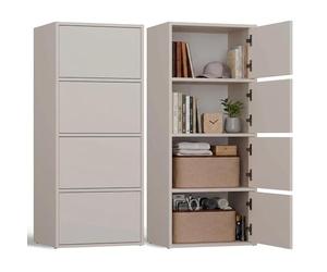 CDF Armoire de Rangement 50 cm - 4 Portes 4 Étagères Push-to-Open Cachemire | Ouverture Sans Poignée, Pour Salon, Bureau, Entrée, Chambre, Couloir, Usage Domestique, Format Vertical