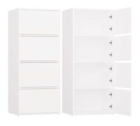 CDF Armoire de Rangement Haute Commode Buffet avec 4 Portes et 4 Étagères Système Tip-on Moderne pour Salon Bureau Entrée 50 x 40 x 119 cm - Blanc Mat